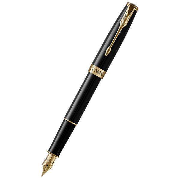 Parker Sonnet Black Lacquer with Gold Trim Fountain Pen-Pen Boutique Ltd