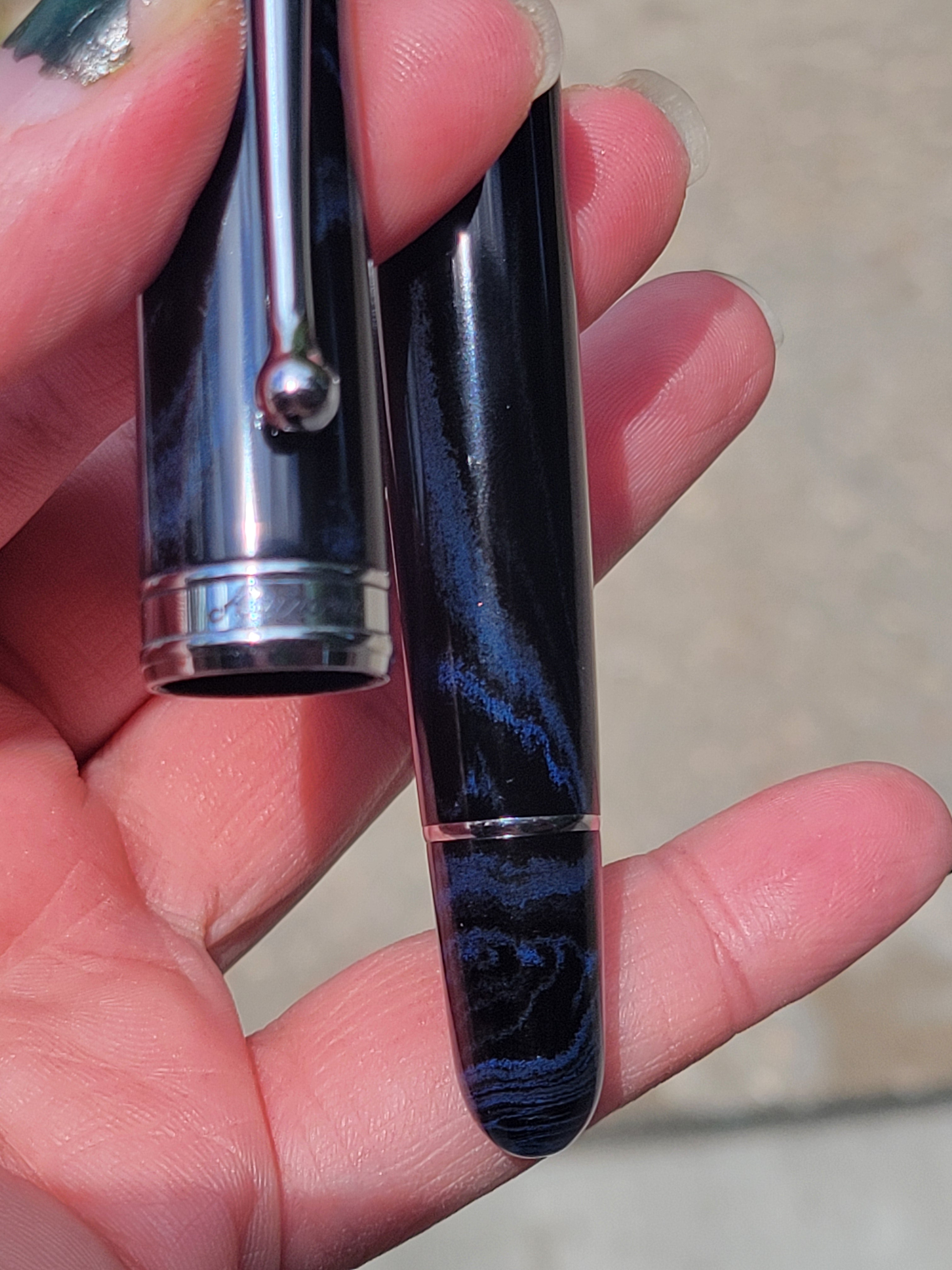 Aurora 888 Fountain Pen - Blue Ebonite - Chrome Trim - 18K Nib (Limited Edition)-Pen Boutique Ltd