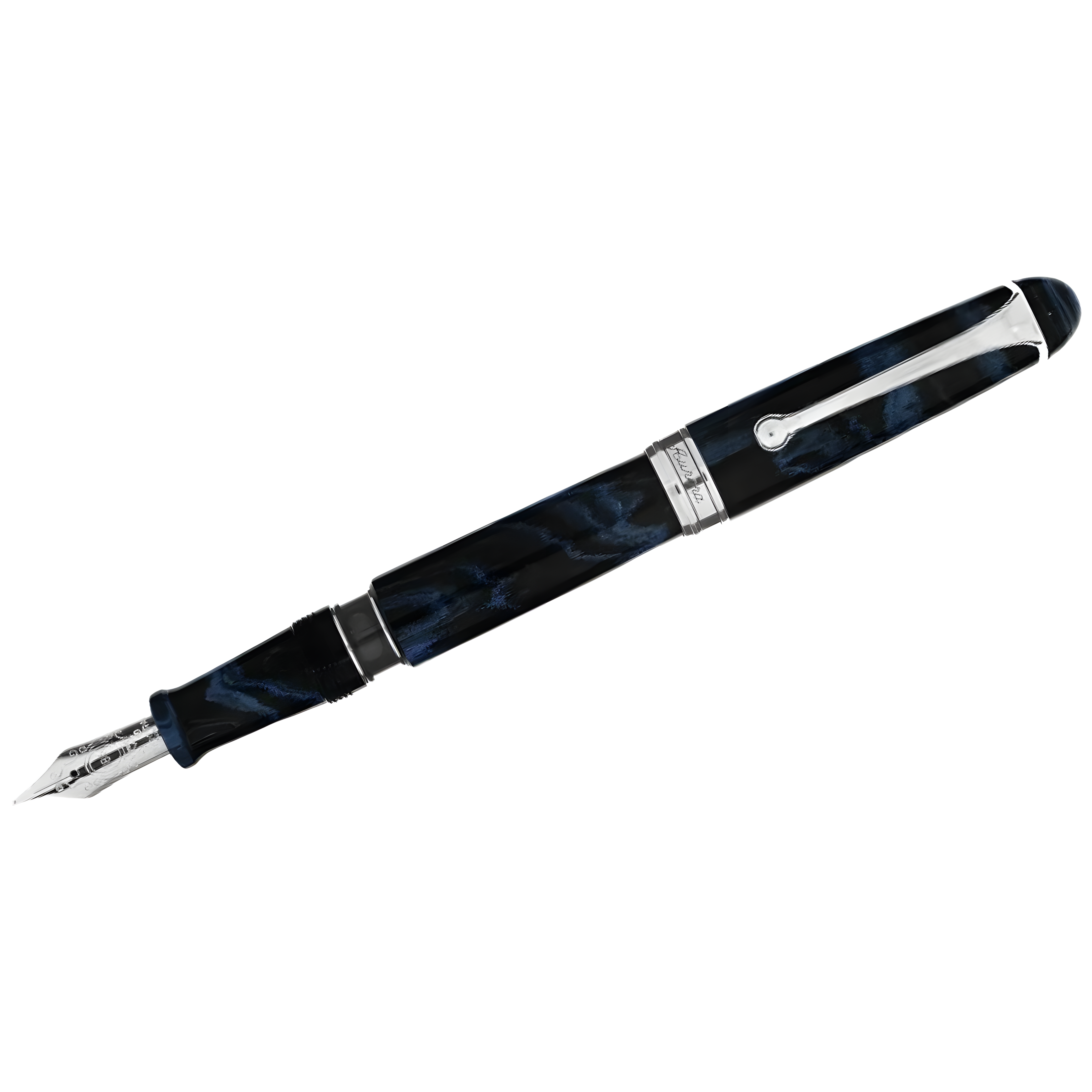 Aurora 888 Fountain Pen - Blue Ebonite - Chrome Trim - 18K Nib (Limited Edition) Aurora