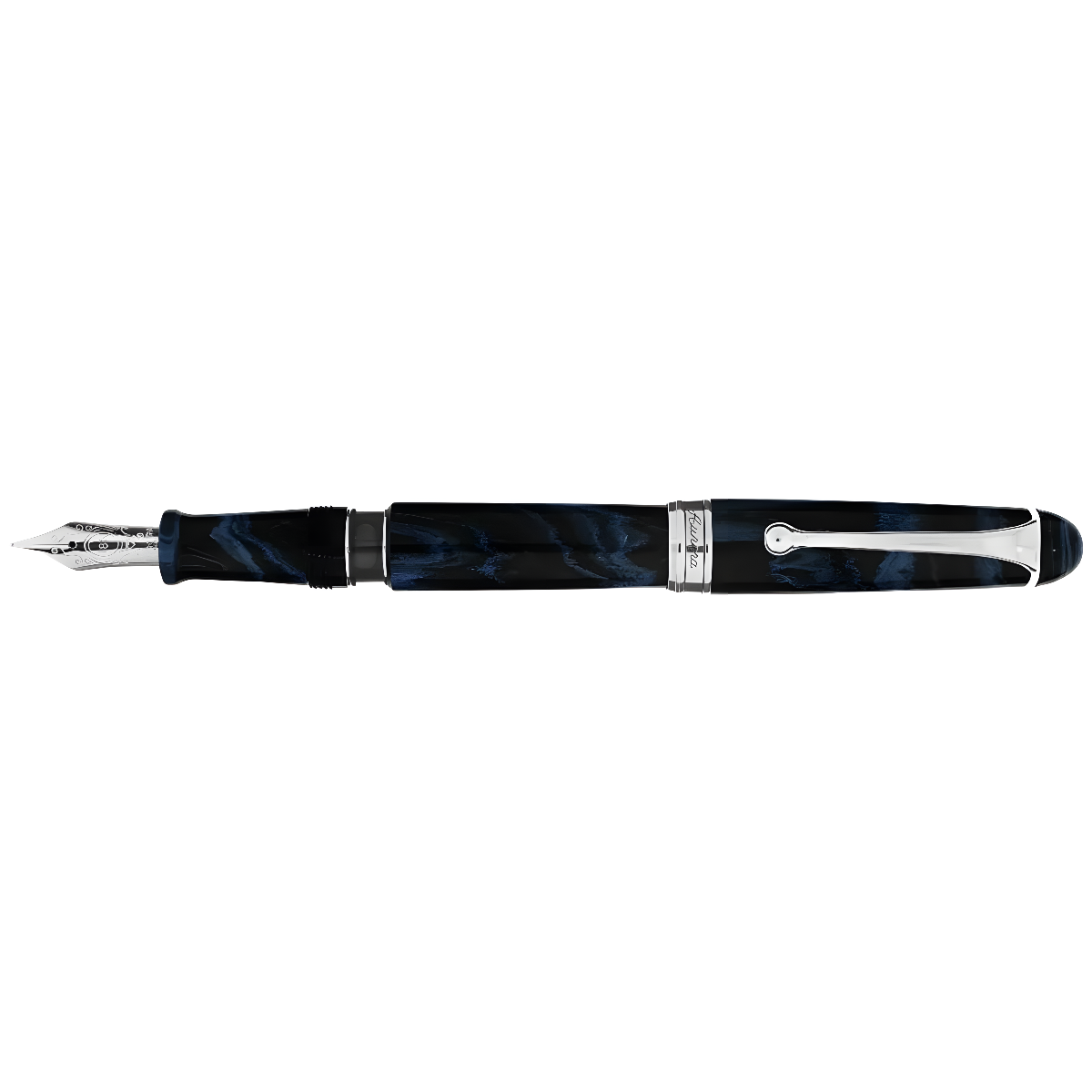 Aurora 888 Fountain Pen - Blue Ebonite - Chrome Trim - 18K Nib (Limited Edition) Aurora