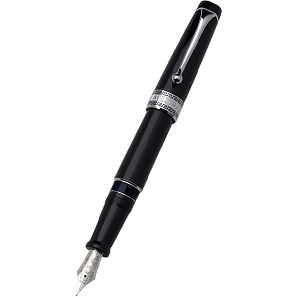 Aurora Optima Fountain Pen - Black - Chrome Trim-Pen Boutique Ltd