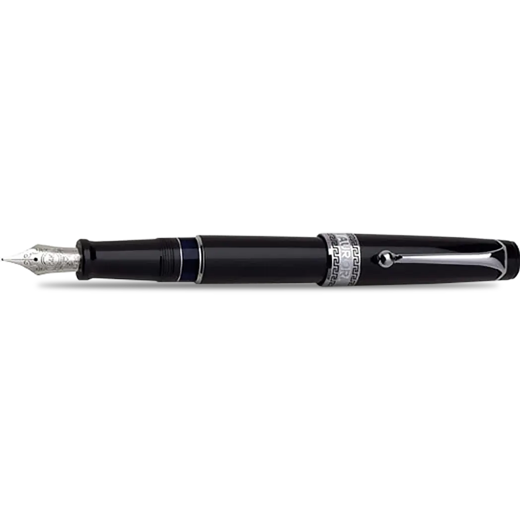 Aurora Optima Fountain Pen - Black - Chrome Trim-Pen Boutique Ltd