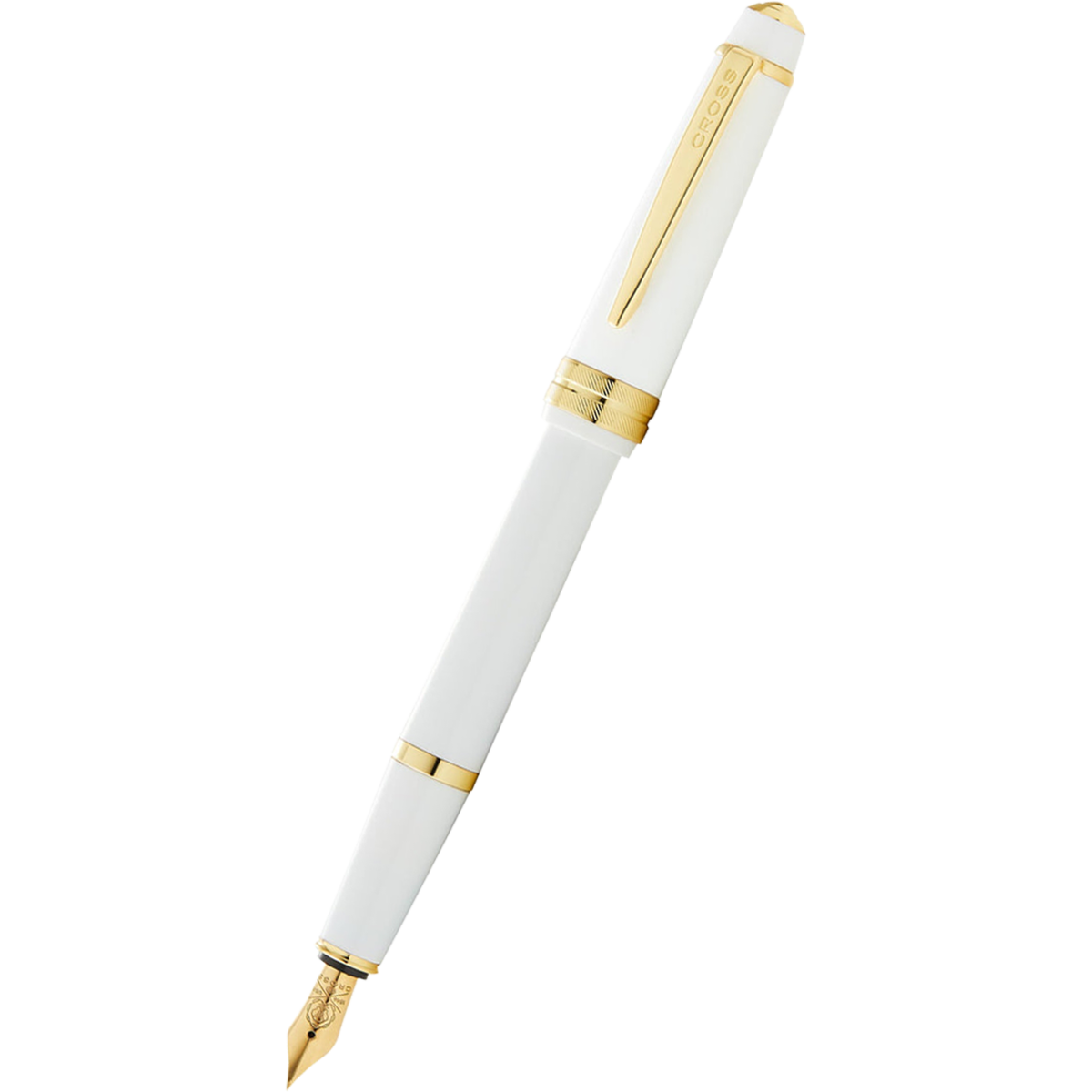 Cross Bailey Fountain Pen - Polished White - Gold Trim-Pen Boutique Ltd