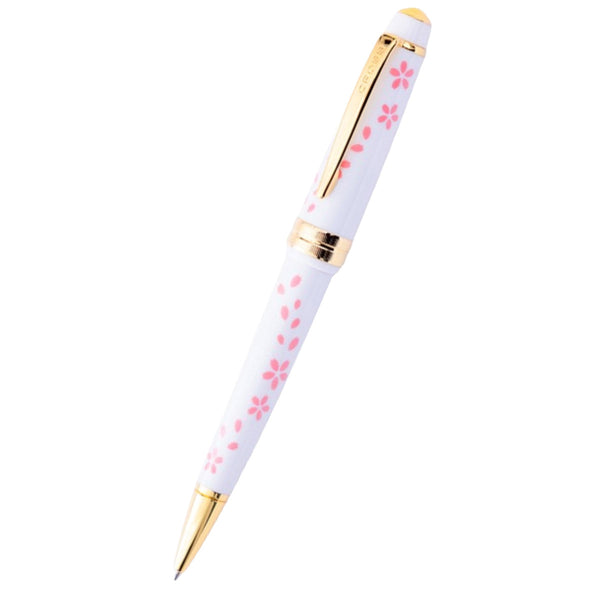 Cross Century II Ballpoint Pen - Cherry Blossom - Glossy White Resin - Gold Trim-Pen Boutique Ltd