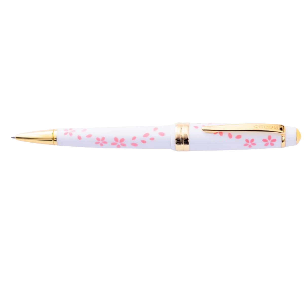 Cross Century II Ballpoint Pen - Cherry Blossom - Glossy White Resin - Gold Trim-Pen Boutique Ltd