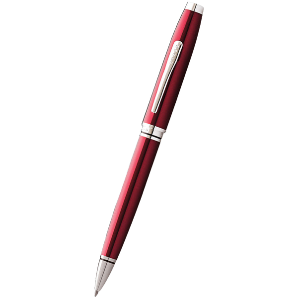 Cross Coventry Ballpoint Pen - Red Lacquer - Polished Chrome-Pen Boutique Ltd