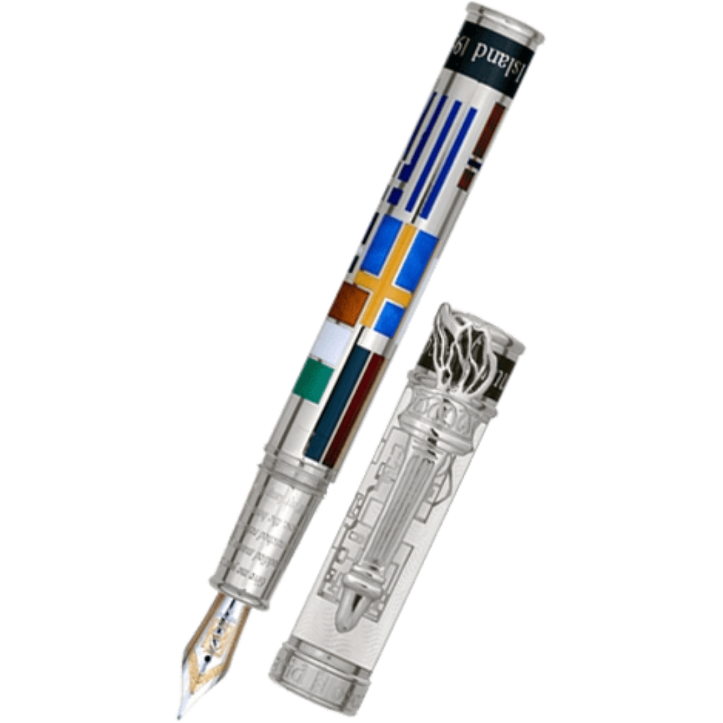 David Oscarson Ellis Island Fountain Pen - White - Silver Trim-Pen Boutique Ltd