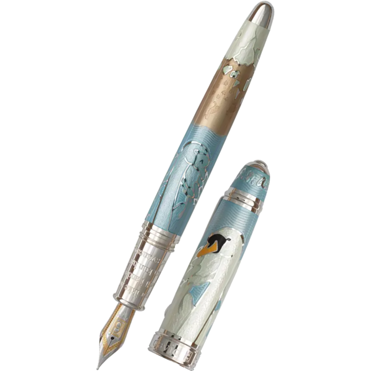 David Oscarson Hans Christian Andersen Fountain Pen - Azure Copper Whi - Pen  Boutique Ltd