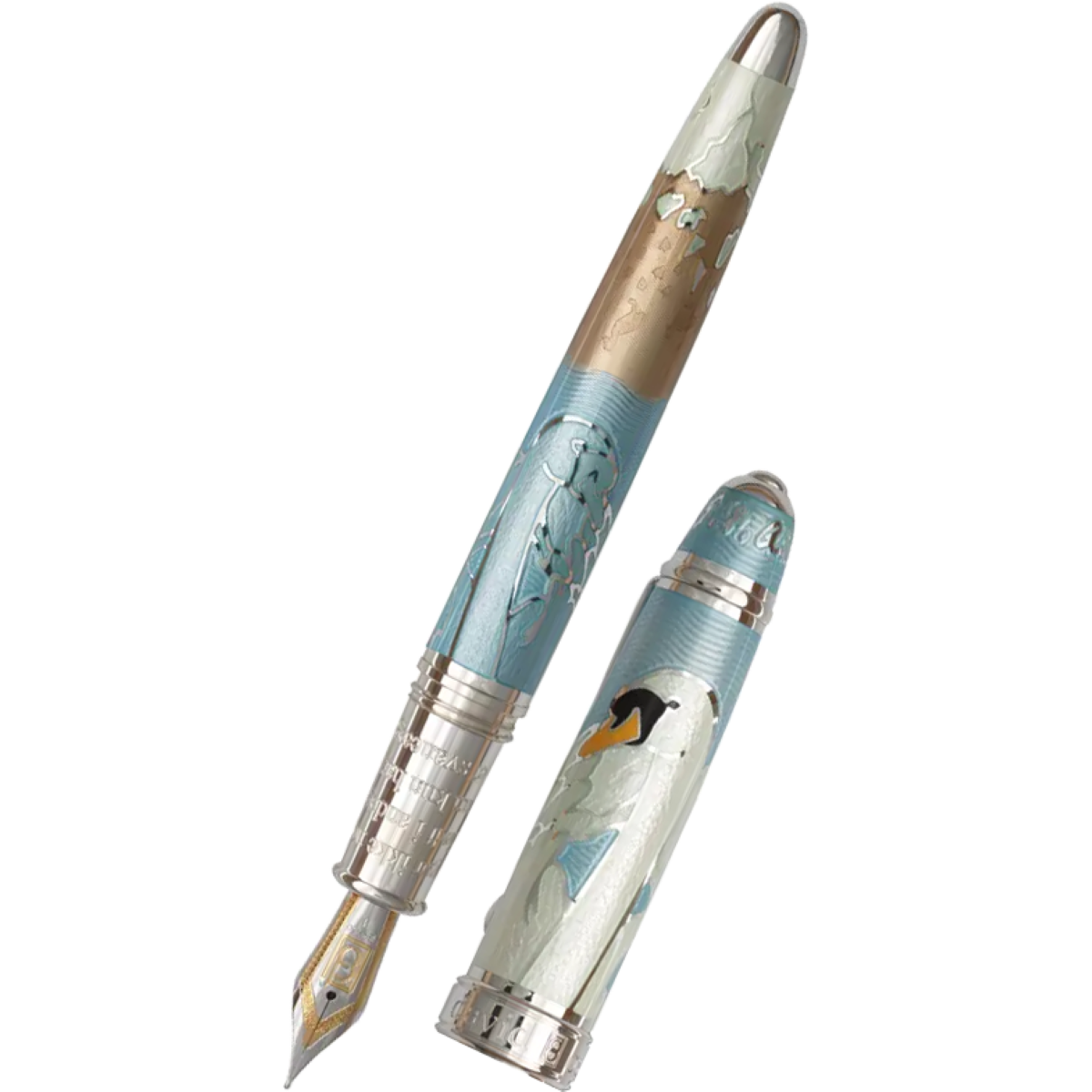 David Oscarson Hans Christian Andersen Fountain Pen - Azure Copper White-Pen Boutique Ltd