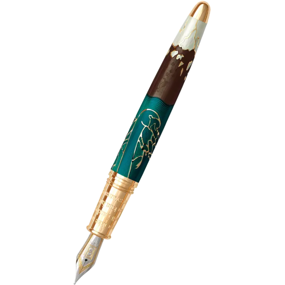 David Oscarson Hans Christian Andersen Fountain Pen - Teal Coffee White Gold-Pen Boutique Ltd