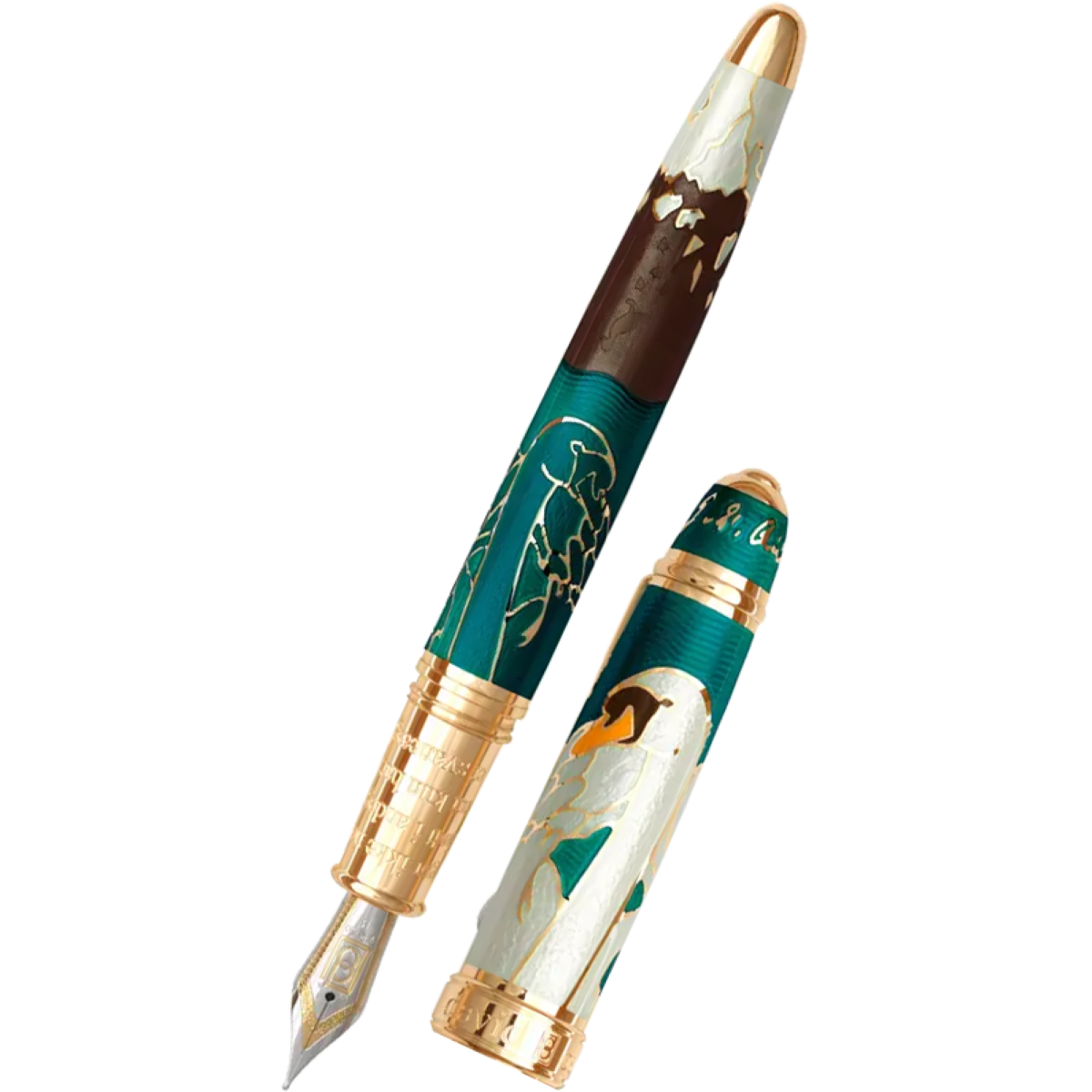 David Oscarson Hans Christian Andersen Fountain Pen - Teal Coffee White Gold-Pen Boutique Ltd