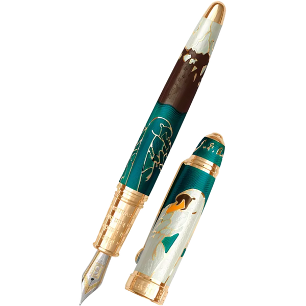 David Oscarson Hans Christian Andersen Fountain Pen - Teal Coffee White Gold-Pen Boutique Ltd