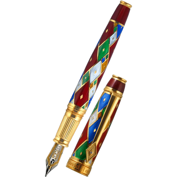 David Oscarson Harlequin Fountain Pen - Ruby Red-Pen Boutique Ltd