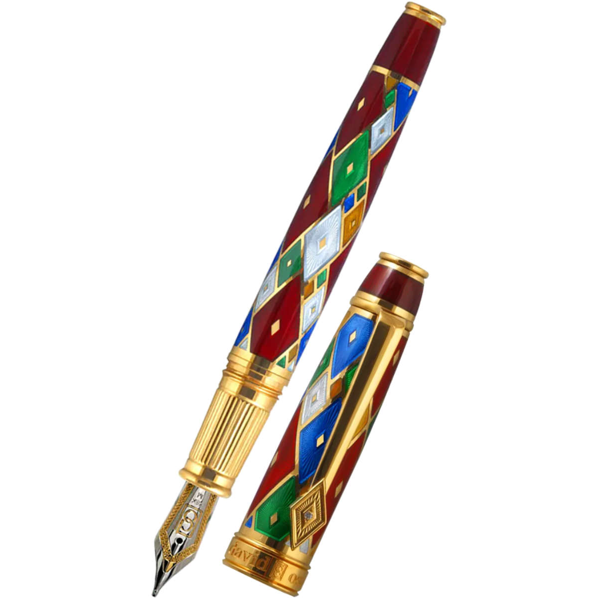 David Oscarson Harlequin Fountain Pen - Ruby Red-Pen Boutique Ltd