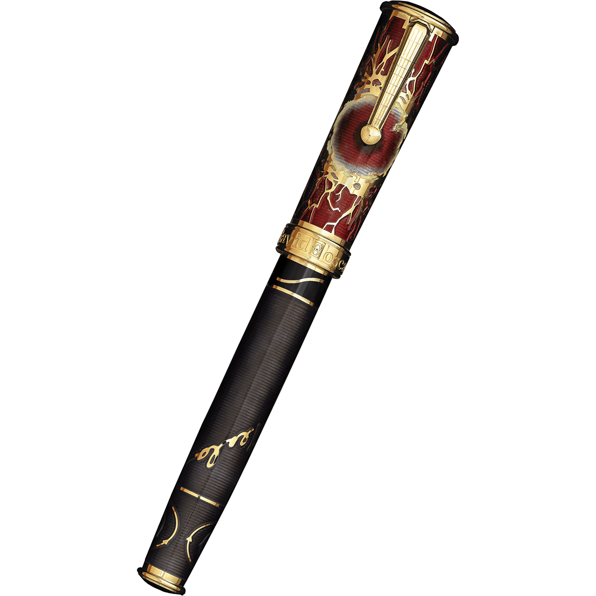 David Oscarson Tesla Fountain Pen - Translucent Black - Gold Trim-Pen Boutique Ltd