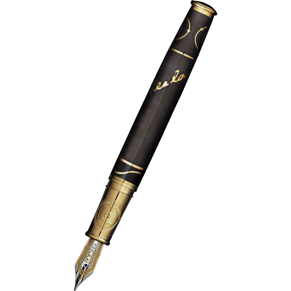 David Oscarson Tesla Fountain Pen - Translucent Black - Gold Trim-Pen Boutique Ltd