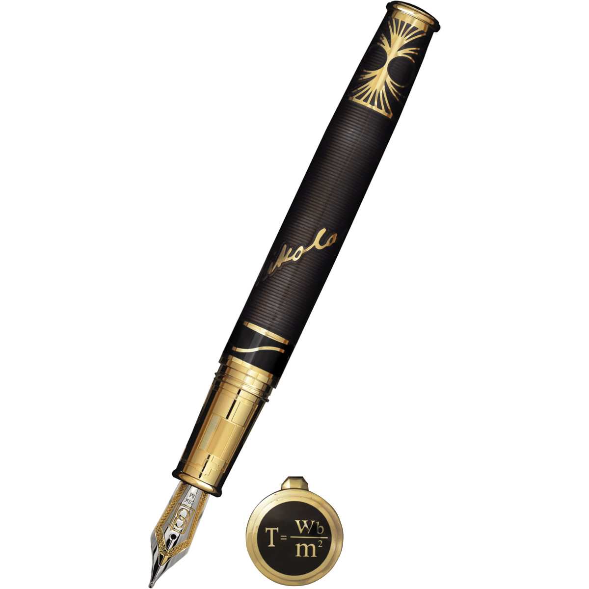 David Oscarson Tesla Fountain Pen - Translucent Black - Gold Trim-Pen Boutique Ltd