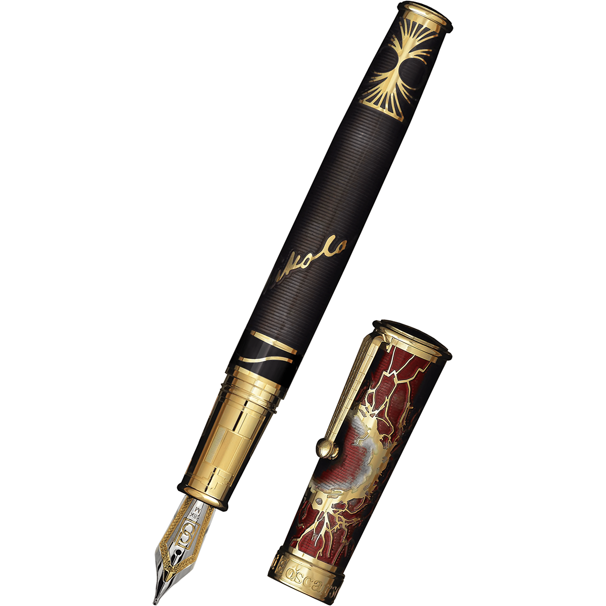 David Oscarson Tesla Fountain Pen - Translucent Black - Gold Trim-Pen Boutique Ltd