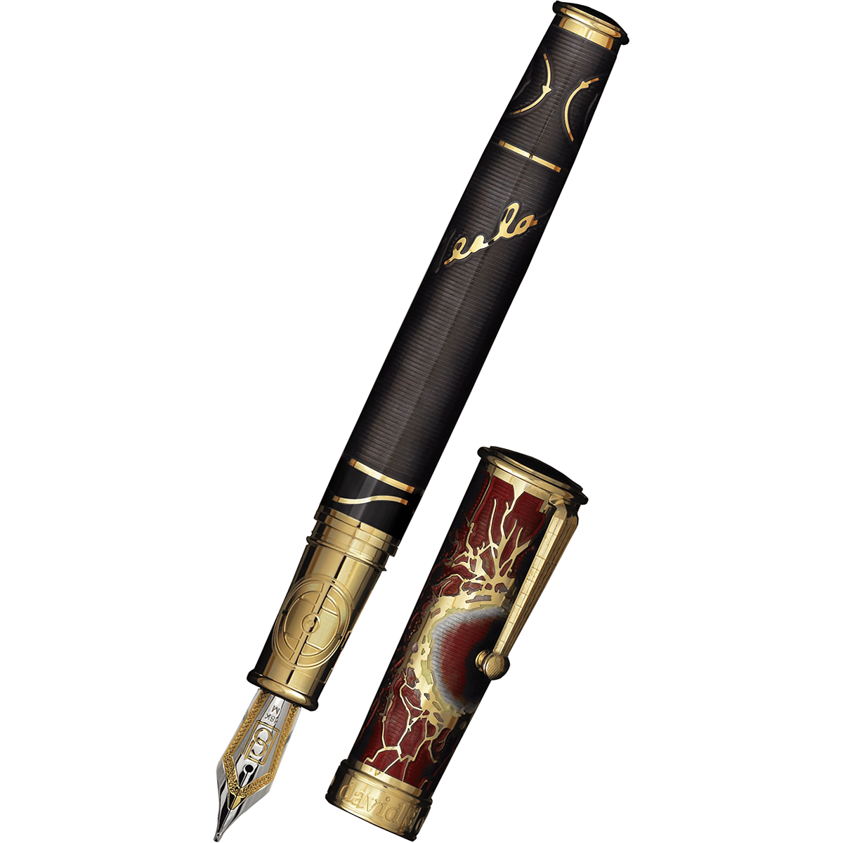 David Oscarson Tesla Fountain Pen - Translucent Black - Gold Trim-Pen Boutique Ltd