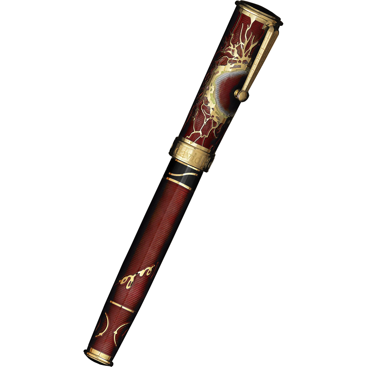 David Oscarson Tesla Fountain Pen - Translucent Red-Pen Boutique Ltd