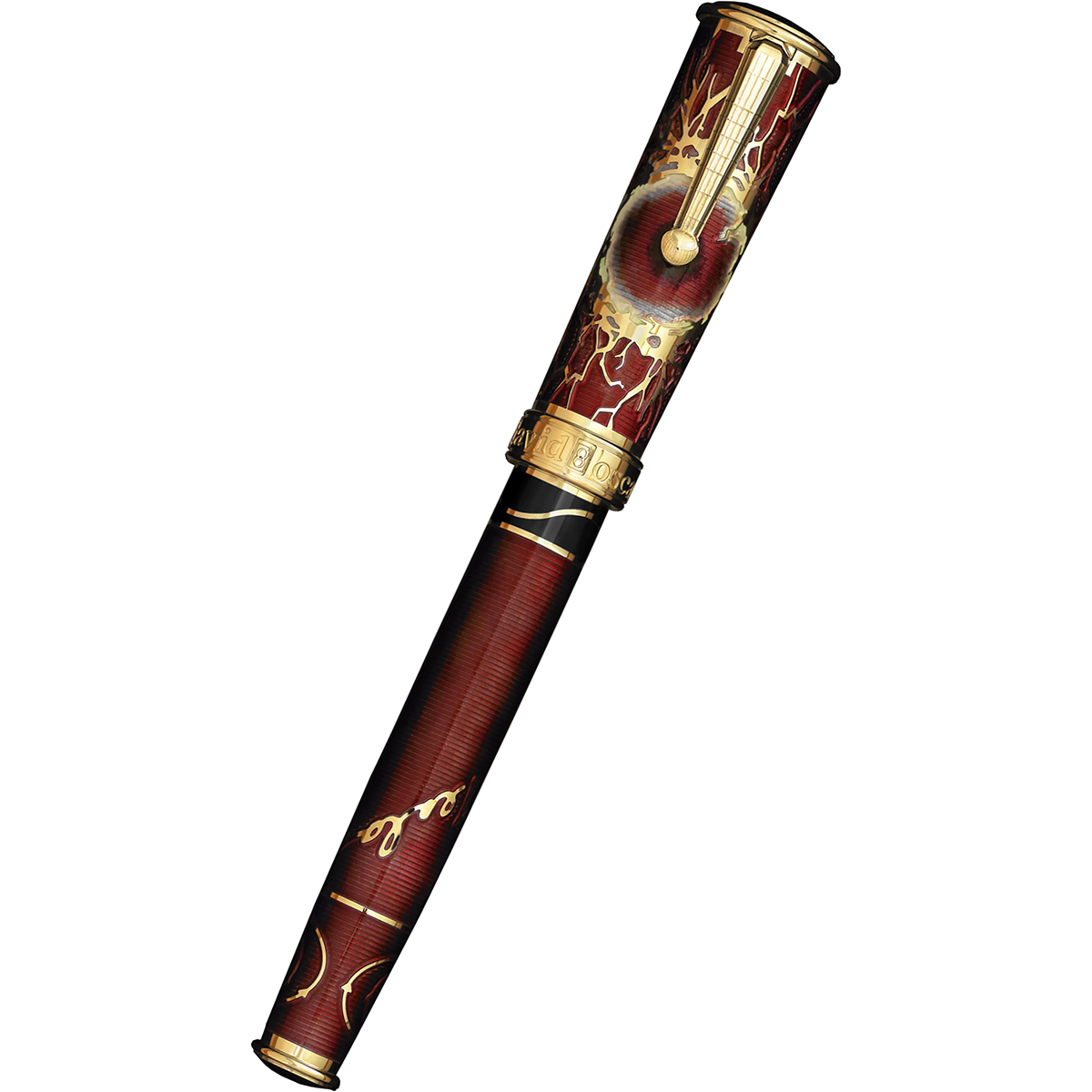 David Oscarson Tesla Fountain Pen - Translucent Red-Pen Boutique Ltd