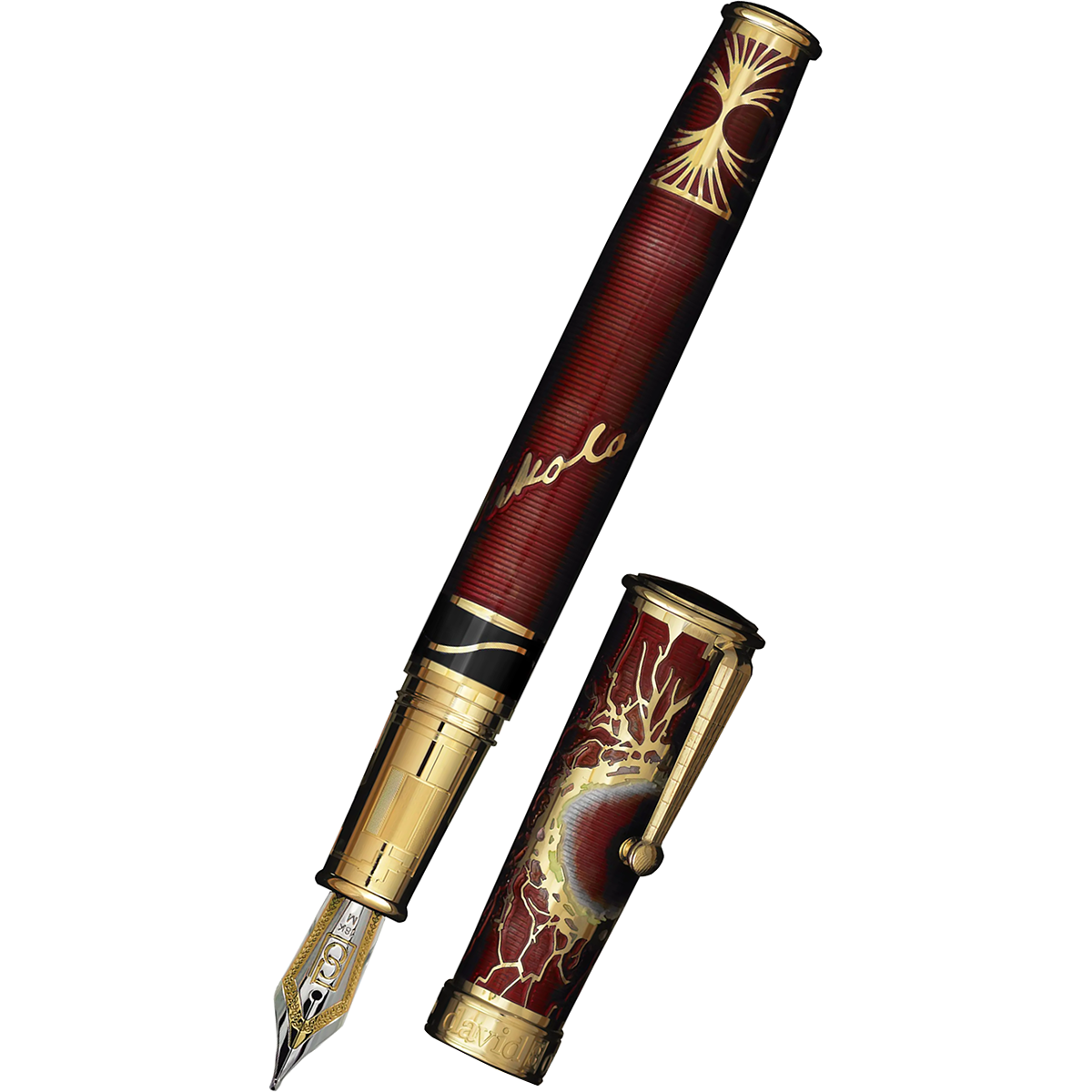 David Oscarson Tesla Fountain Pen - Translucent Red-Pen Boutique Ltd