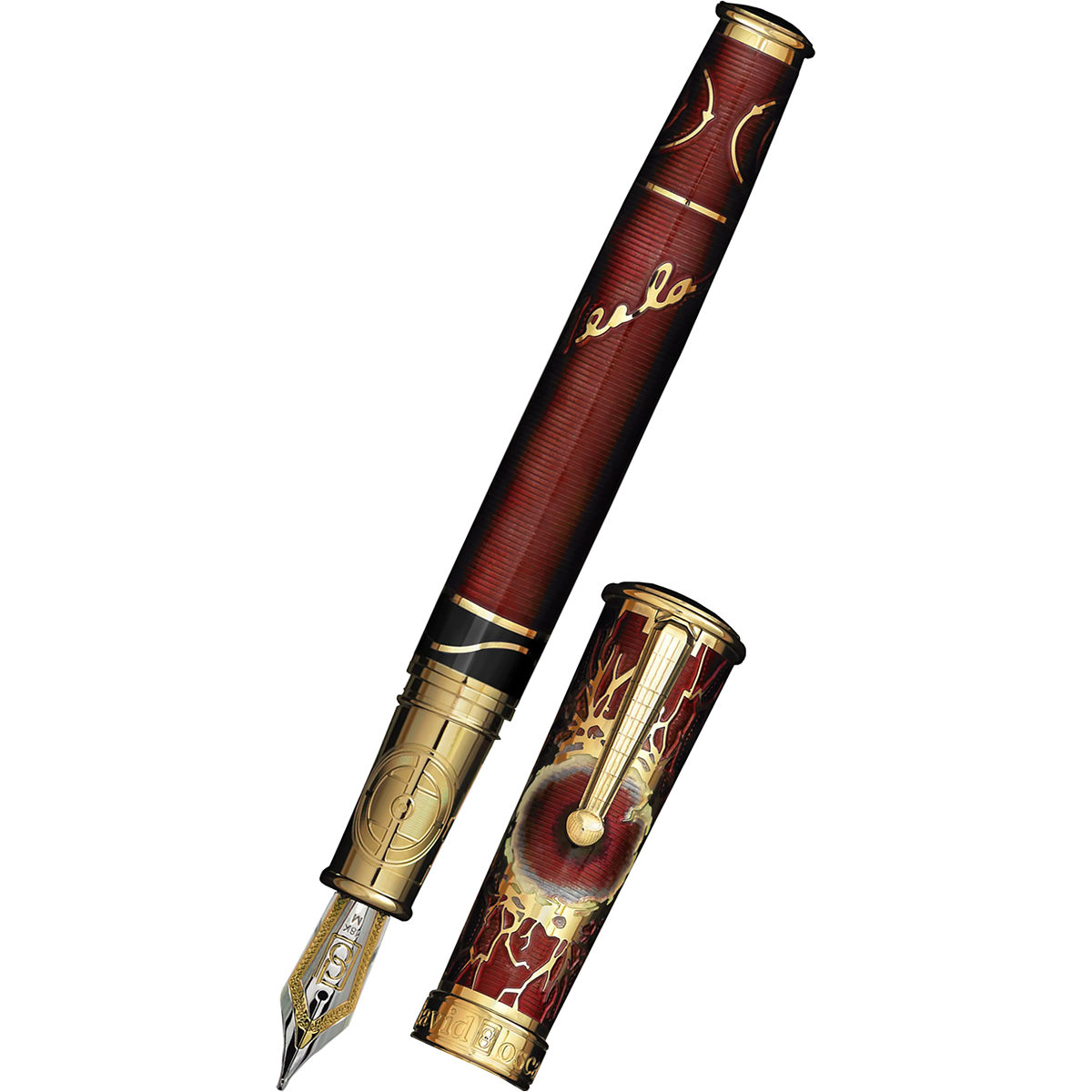 David Oscarson Tesla Fountain Pen - Translucent Red-Pen Boutique Ltd