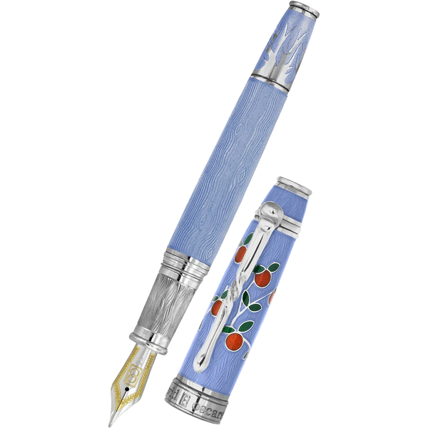 David Oscarson Tree of Life Fountain Pen - Azure Blue with Orange and Green-Pen Boutique Ltd