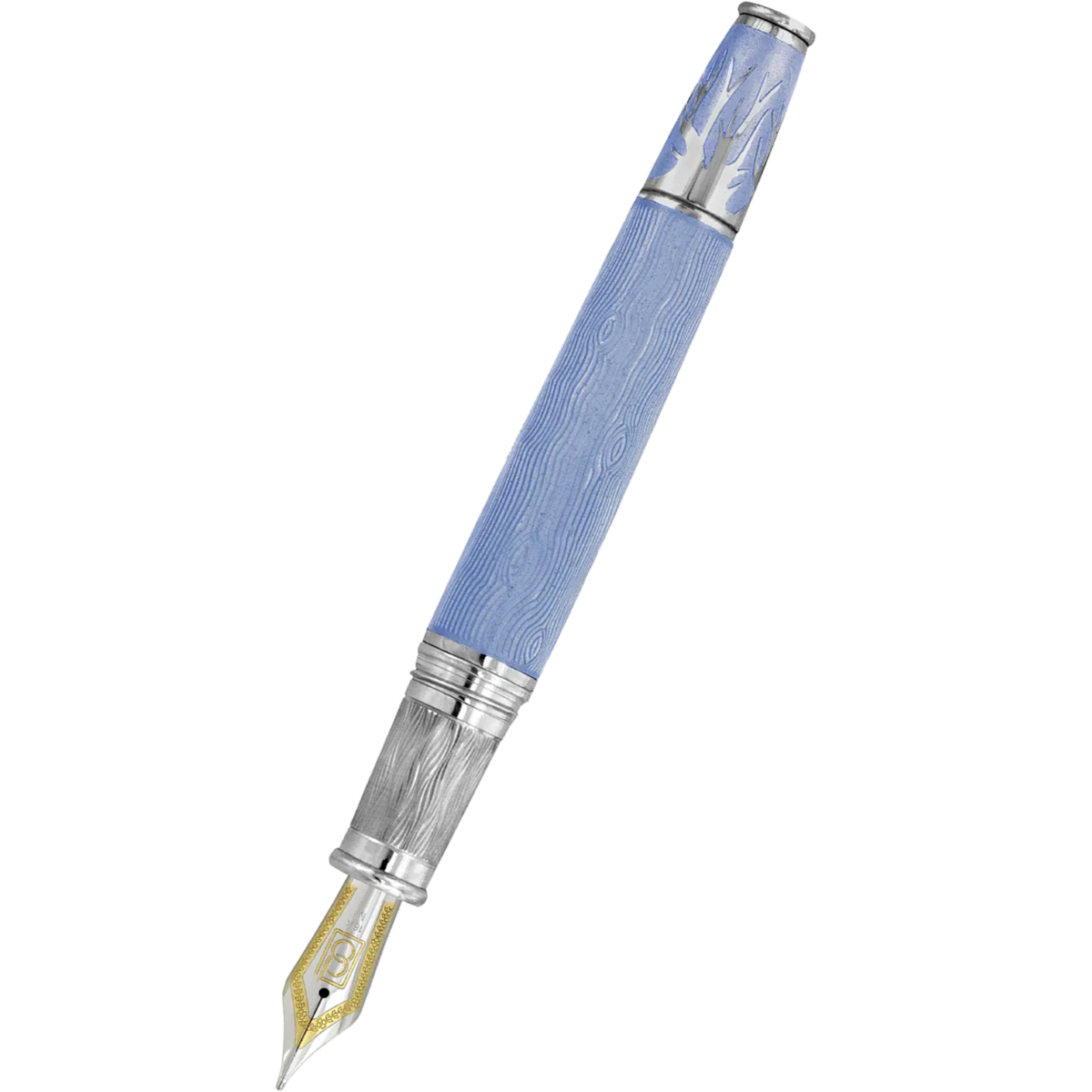 David Oscarson Tree of Life Fountain Pen - Azure Blue with Orange and Green-Pen Boutique Ltd