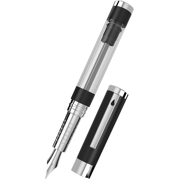 Diplomat Nexus Demo Fountain Pen - Black - Chrome Trim (Limited Edition)-Pen Boutique Ltd