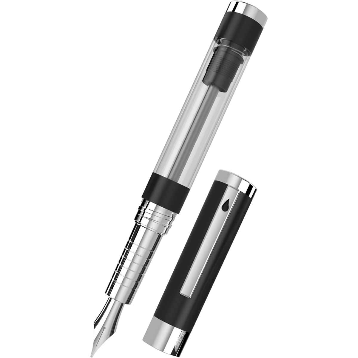 Diplomat Nexus Demo Fountain Pen - Black - Chrome Trim (Limited Edition)-Pen Boutique Ltd