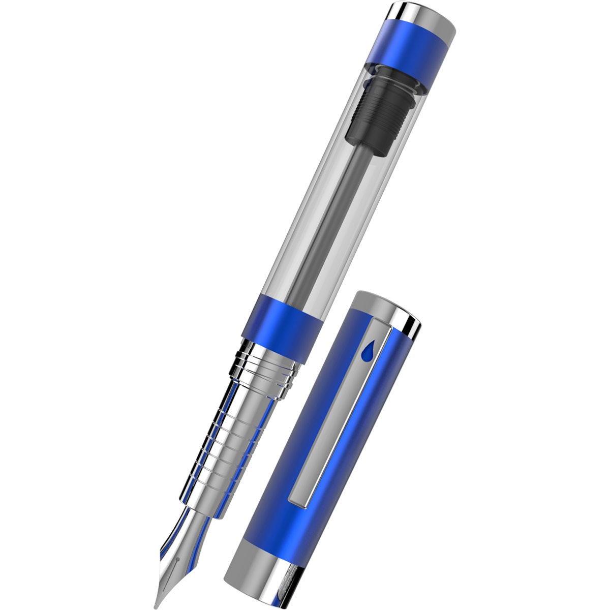 Diplomat Nexus Demo Fountain Pen - Blue - Chrome Trim (Limited Edition)-Pen Boutique Ltd