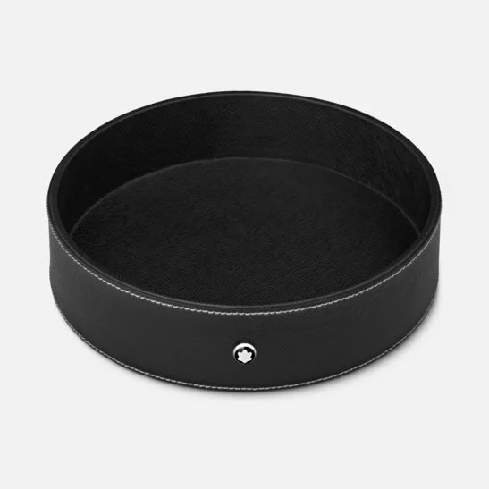 Montblanc Round Desk Tray - Leather - Black - Large Montblanc