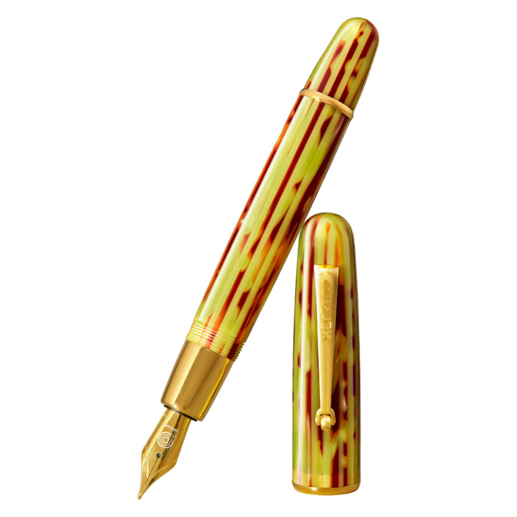 Penlux Elite Emporer Fountain Pen - Yellow/Brown - Gold Trim - 18K-Pen Boutique Ltd