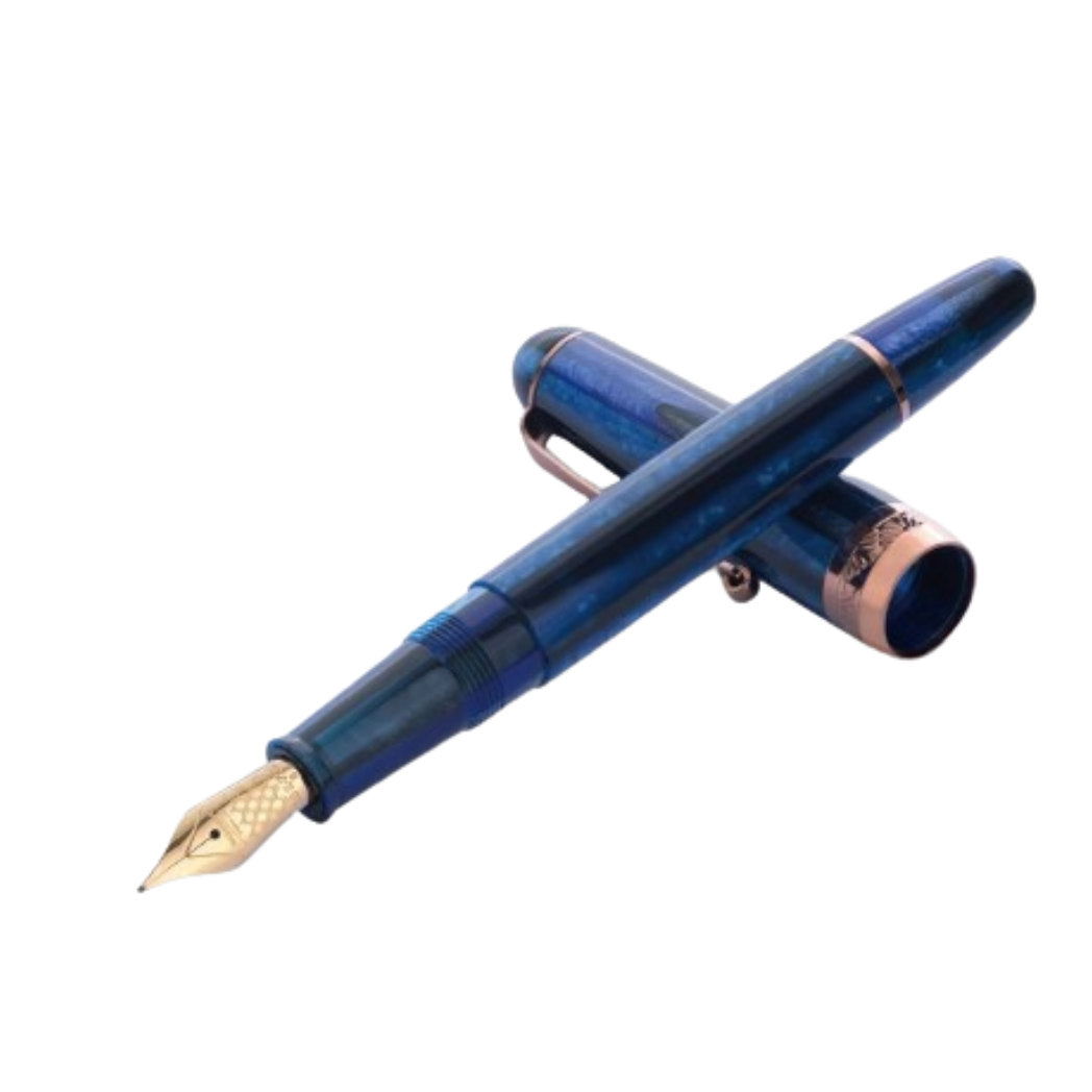 Penlux X Nagahara Masterpiece Fountain Pen - Gladius Blue Grotto - 18K Nib  (Limited Edition)