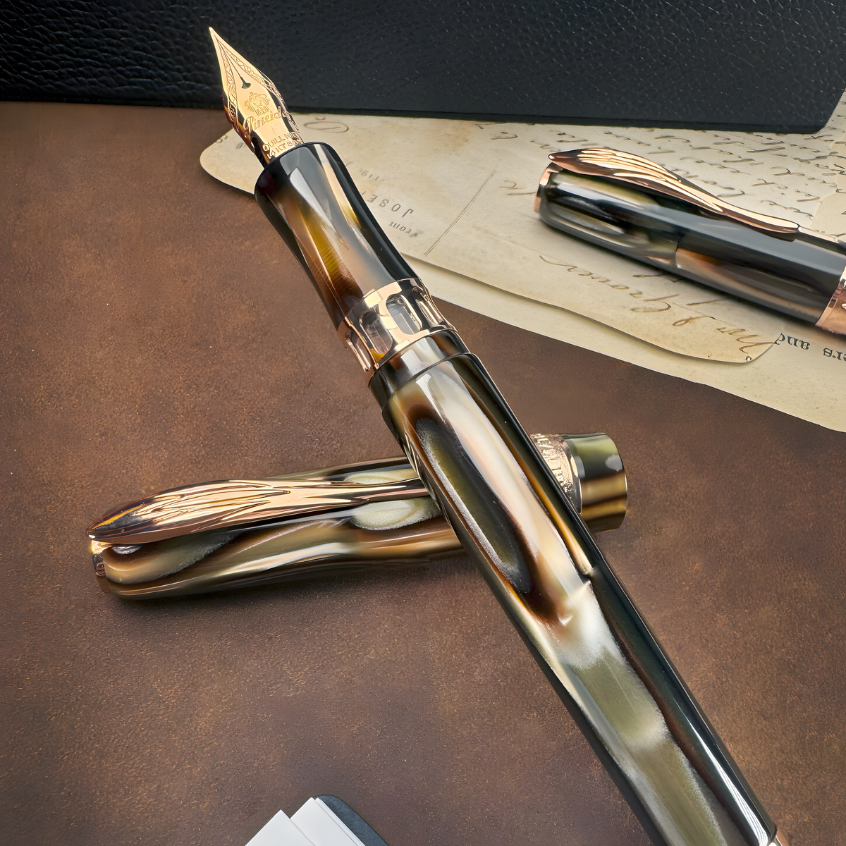 Pineider Ancient Materiali Rollerball Pen - Ruffles Gold (Limitied Edition) Pineider