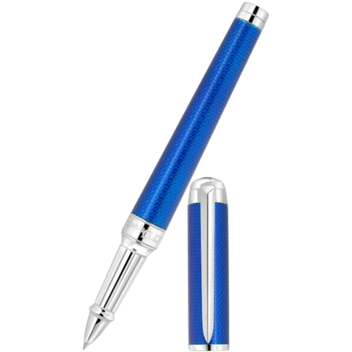 S T Dupont Eternity XL Rollerball Pen - Blue - Guilloche-Pen Boutique Ltd