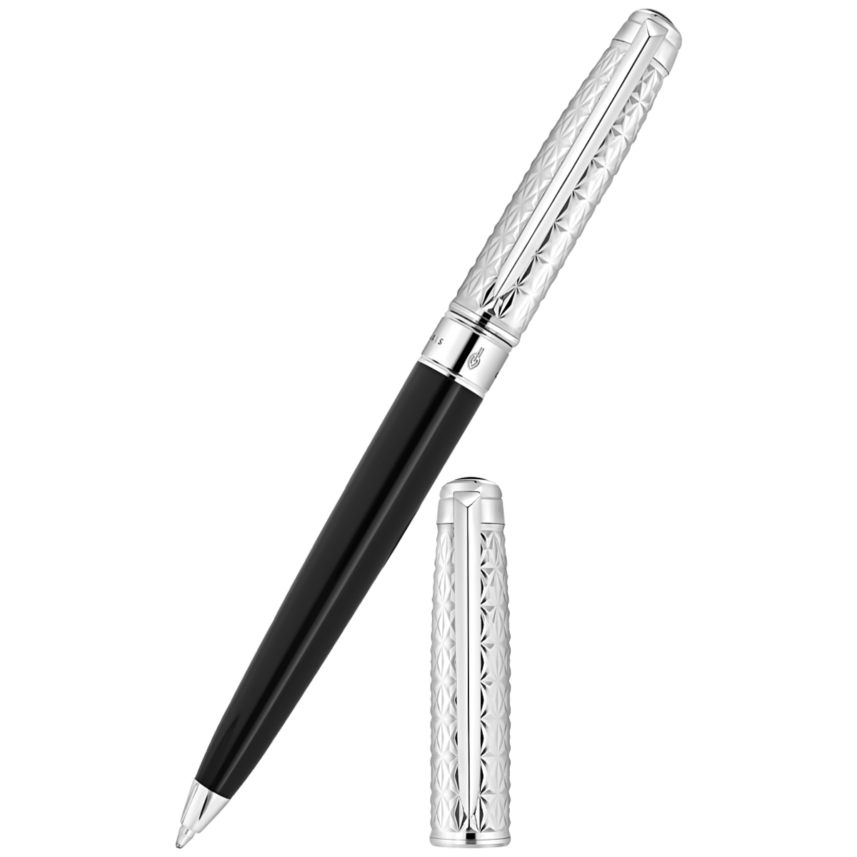 S T Dupont Line D Eternity Fire X Ballpoint Pen - Duo Black - Palladium Trim-Pen Boutique Ltd