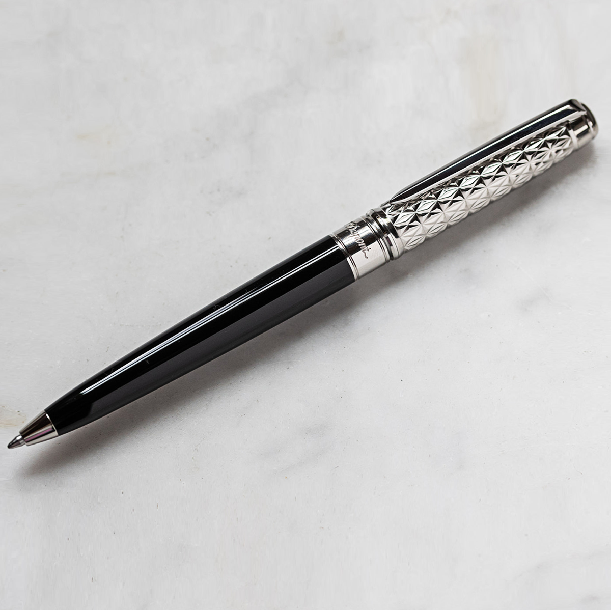 S T Dupont Line D Eternity Fire X Ballpoint Pen - Duo Black - Palladium Trim-Pen Boutique Ltd