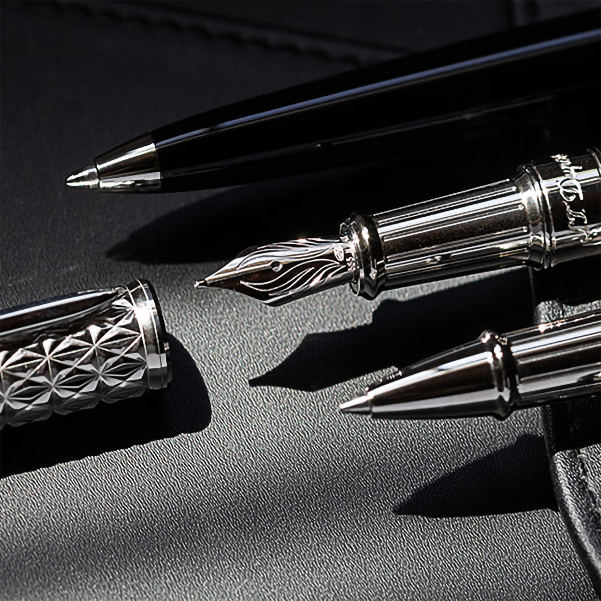 S T Dupont Line D Eternity Fire X Fountain Pen - Duo Black - Palladium Trim - 14K-Pen Boutique Ltd