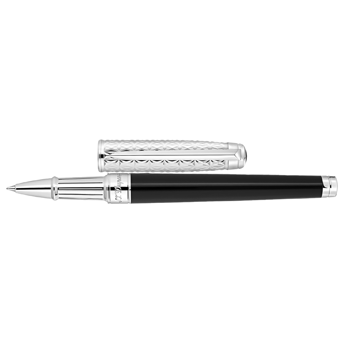 S T Dupont Line D Eternity Fire X Rollerball Pen - Duo Black - Palladium Trim-Pen Boutique Ltd