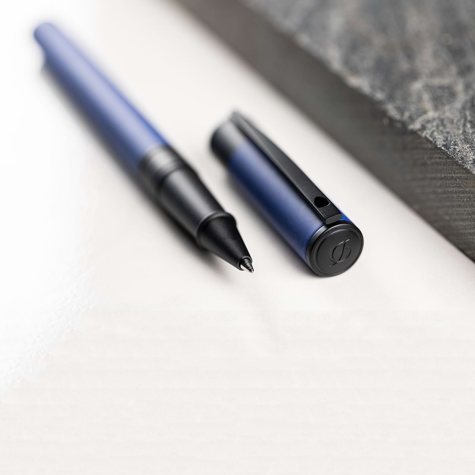 S T Dupont D-Initial Rollerball Pen - Velvet - Ocean Blue/Matte Black-Pen Boutique Ltd