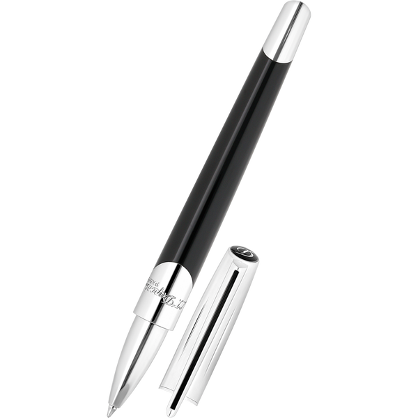 ST Dupont Defi Millennium Rollerball Pen - Black - Shiny Silver Trim-Pen Boutique Ltd