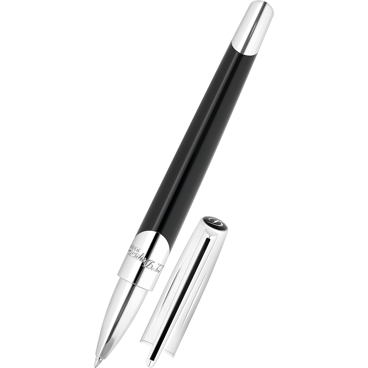 ST Dupont Defi Millennium Rollerball Pen - Black - Shiny Silver Trim-Pen Boutique Ltd