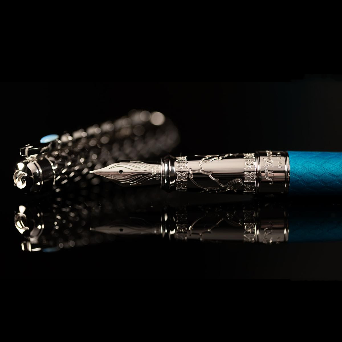 S T Dupont Line D Fountain Pen - Eternity Game of Thrones - Ice Blue (Large)-Pen Boutique Ltd