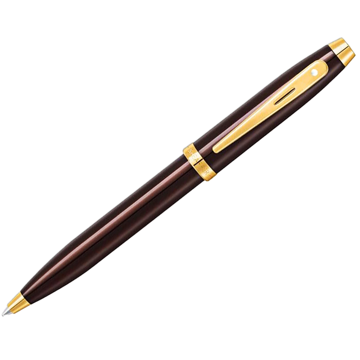 Sheaffer 100 Ballpoint Pen - Coffee Brown Lacquer - Gold Trim-Pen Boutique Ltd