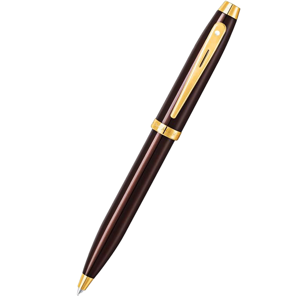 Sheaffer 100 Ballpoint Pen - Coffee Brown Lacquer - Gold Trim-Pen Boutique Ltd