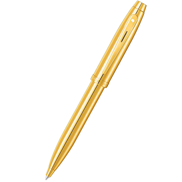 Sheaffer 100 Ballpoint Pen - Glossy PVD Gold - Gold Trim-Pen Boutique Ltd