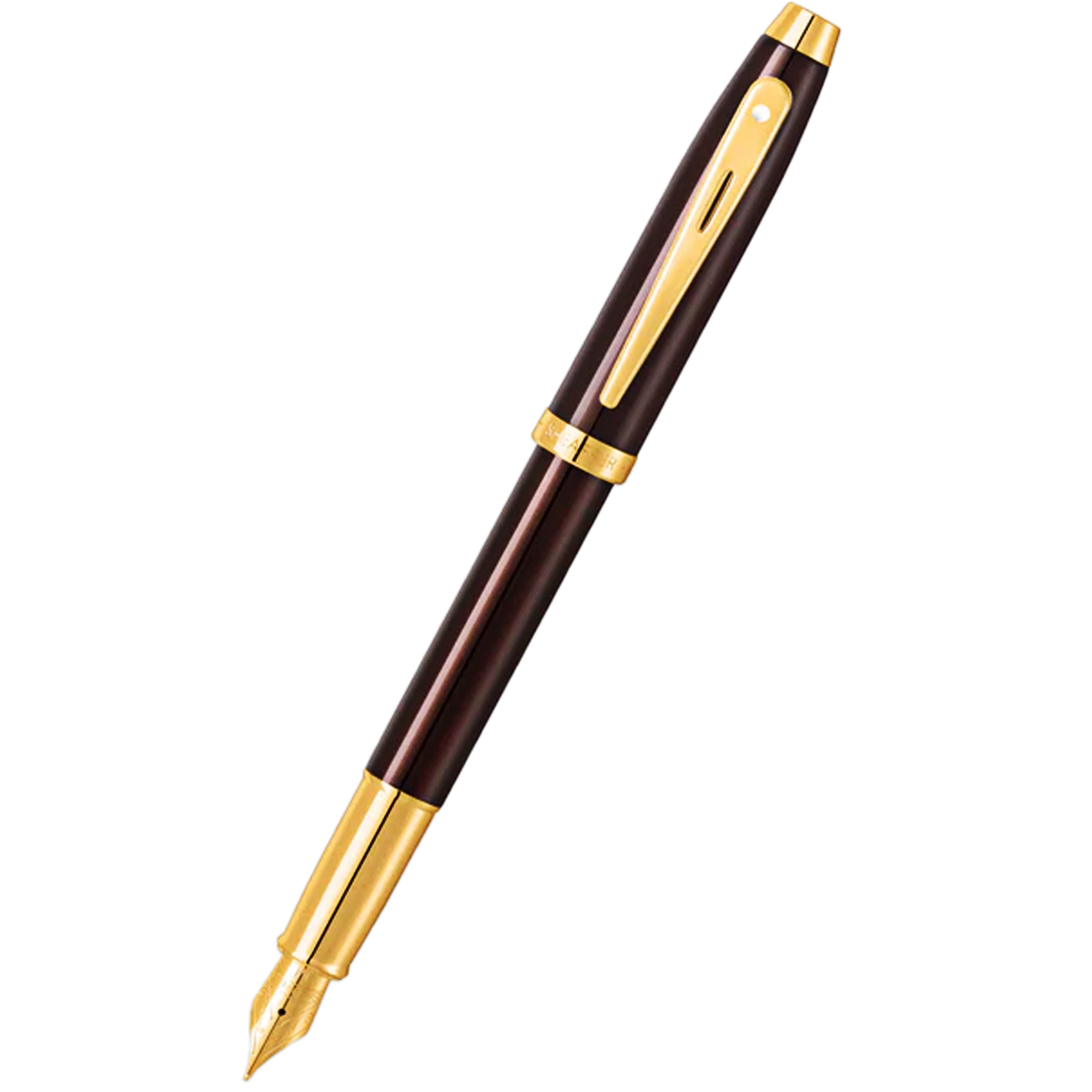 Sheaffer 100 Fountain Pen - Coffee Brown Lacquer - Gold Trim-Pen Boutique Ltd