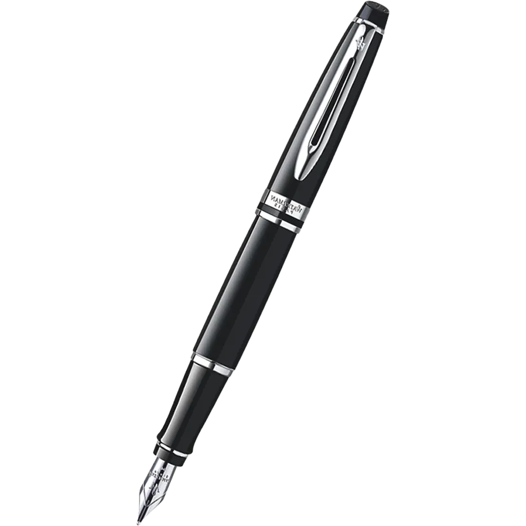 Waterman Expert Black Chrome Trim Fountain Pen Fine-Pen Boutique Ltd